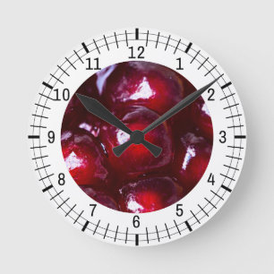 Red Pomegranate Seeds Round Clock