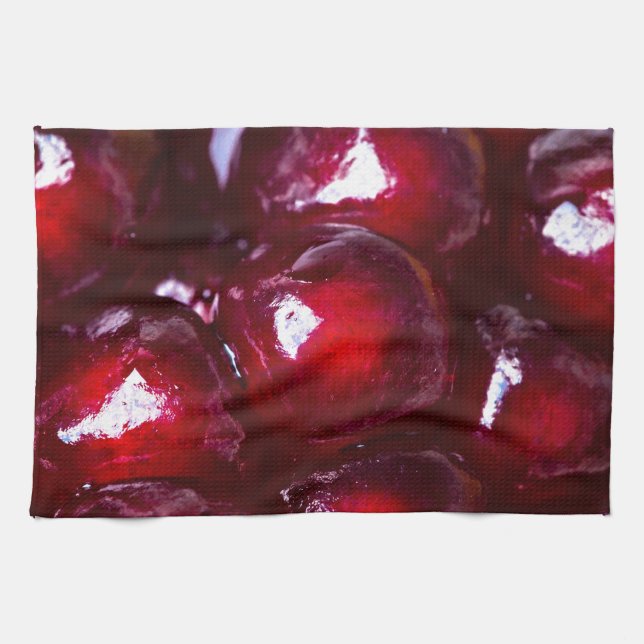 Red Pomegranate Seeds Tea Towel (Horizontal)