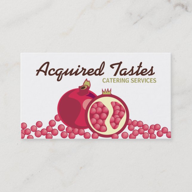 Red pomegranates seeds chef business cards (Front)
