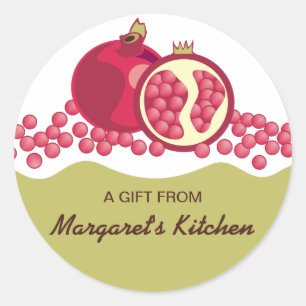 Red pomegranates seeds gift tags stickers