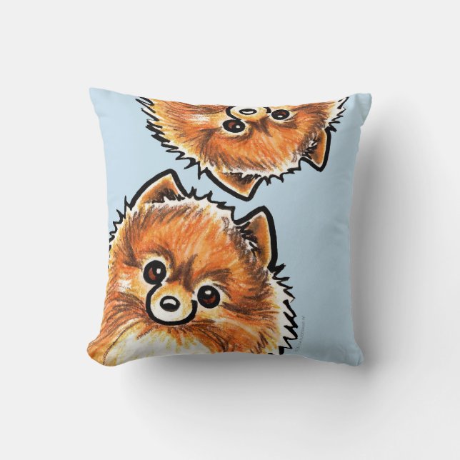 Red Pomeranian Paws Up Cushion (Front)