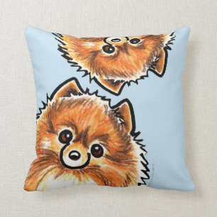 Red Pomeranian Paws Up Cushion