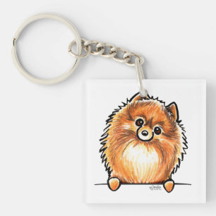 Red Pomeranian Paws Up Key Ring