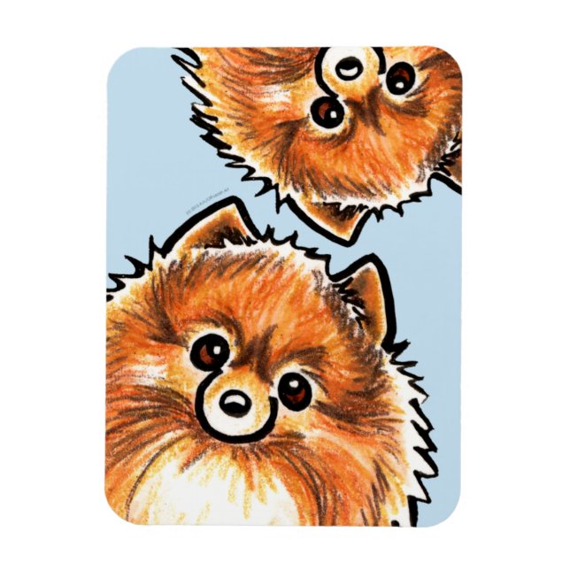 Red Pomeranian Paws Up Magnet (Vertical)
