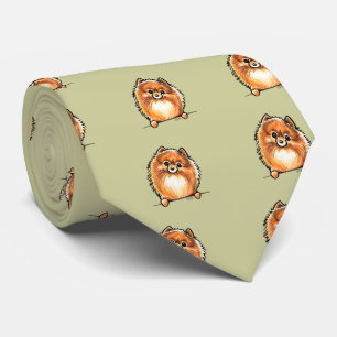Red Pomeranian Paws Up Tie