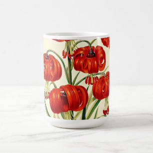 Red Pompone Lily Vintage Illustration Coffee Mug