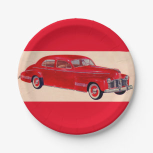 red Pontiac Torpedo Paper Plate
