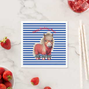 Red Pony blue stripe Paper Plate Napkin
