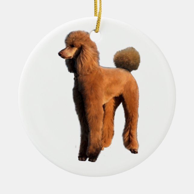red poodle ceramic tree decoration (Front)