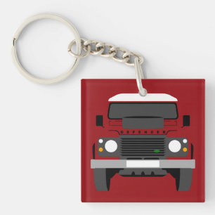 Red Pop Art Classic Land Rover Car Key Ring