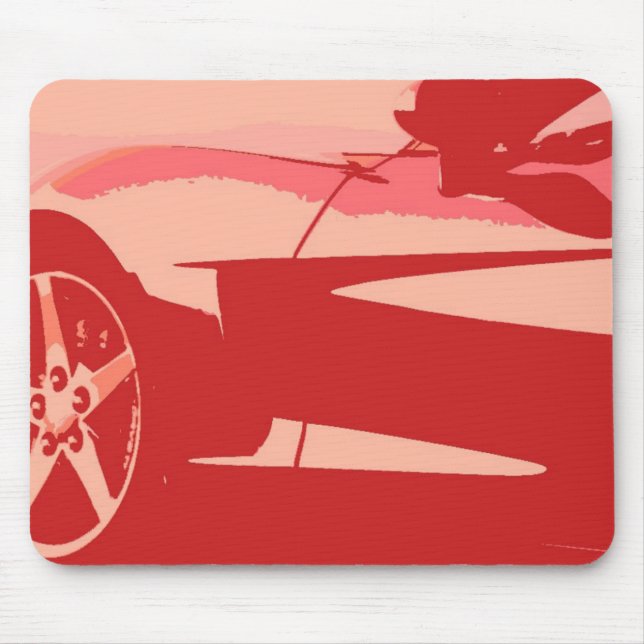 Red Pop Art Corvette Mouse Mat (Front)