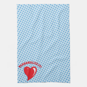 Red Pop Art Heart Tea Towel