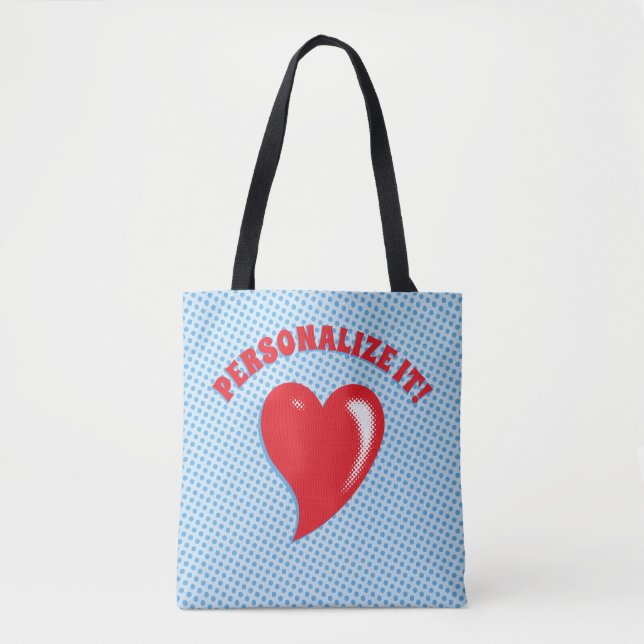 Red Pop Art Heart Tote Bag (Front)