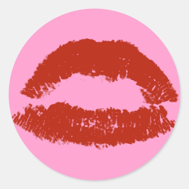 Red Pop Art Lips Classic Round Sticker (Front)