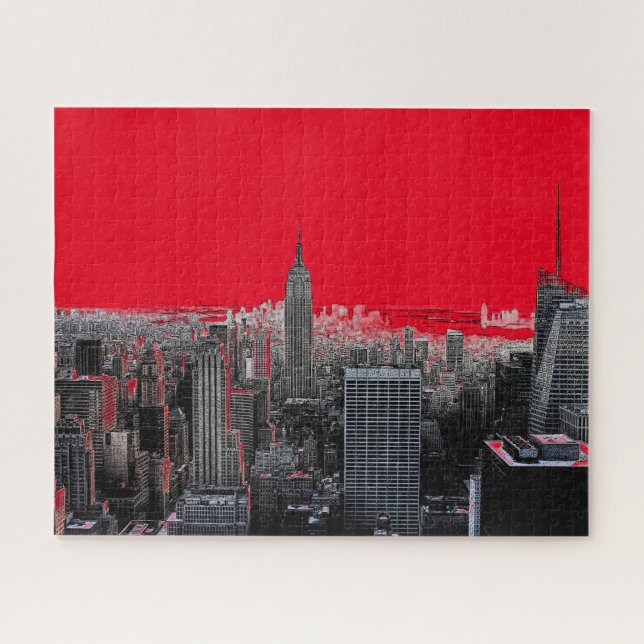 Red Pop Art New York City Manhattan Jigsaw Puzzle (Horizontal)