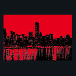 Red Pop Art New York City Manhattan Silhouette Poster<br><div class="desc">Black & Red Artistic New York City Night Digital Image - United States of America's Major Cities</div>