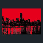 Red Pop Art New York City Manhattan Silhouette Poster<br><div class="desc">Black & Red Artistic New York City Night Digital Image - United States of America's Major Cities</div>