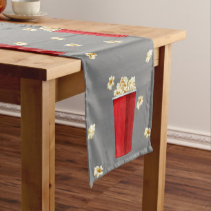 Red Popcorn Buckets Movie Snack Television Film Short Table Runner