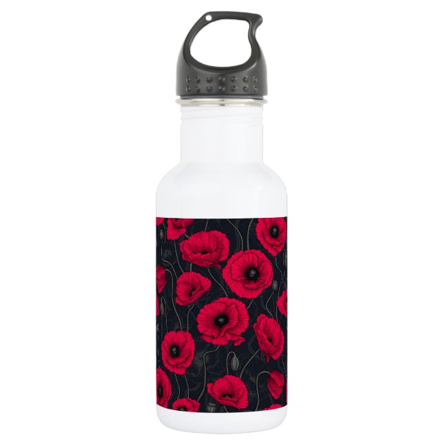 Red Poppies 532 Ml Water Bottle (Front)