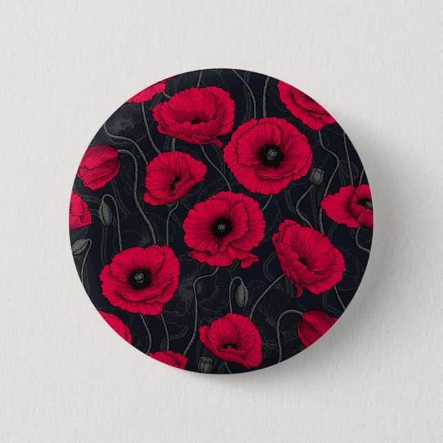 Red Poppies 6 Cm Round Badge (Front)