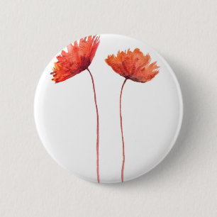 Red poppies 6 cm round badge