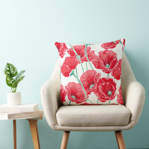 Red Poppies Accent Pillow