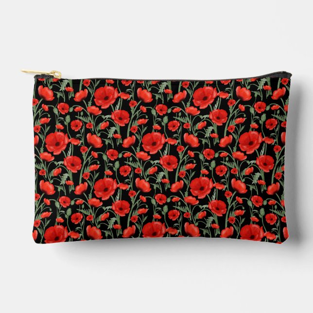 Red Poppies Accessory Pouch (Front)