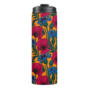 Red poppies and blue cornflowers  thermal tumbler