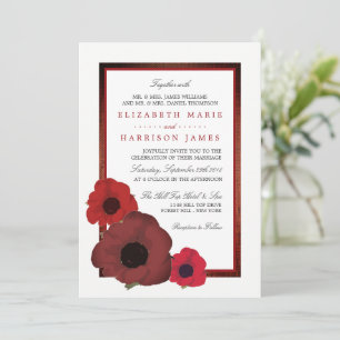 Red Poppies and Burlap Wedding Invitation