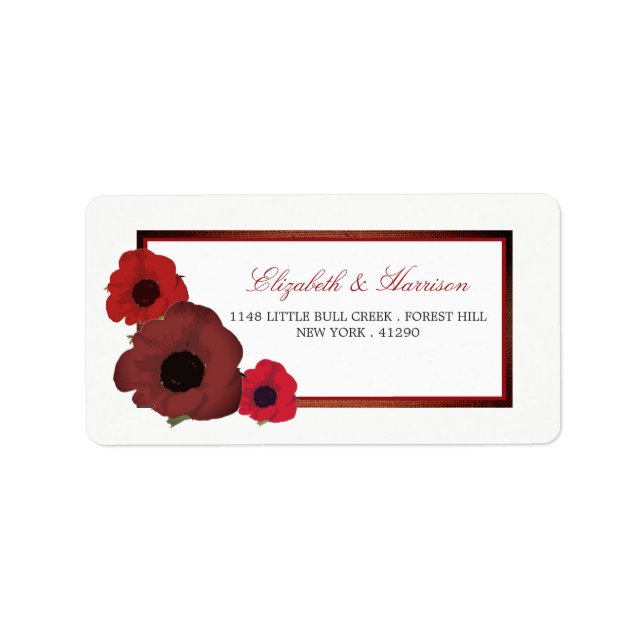Red Poppies and Burlap Wedding Label (Front)
