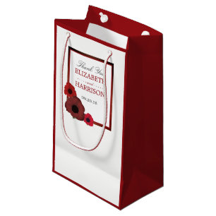 Red Poppies and Burlap Wedding Small Gift Bag