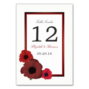 Red Poppies and Burlap Wedding Table No. Table Number