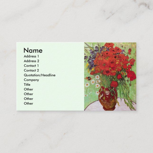 Red Poppies and Daisies by Vincent van Gogh Business Card (Front)