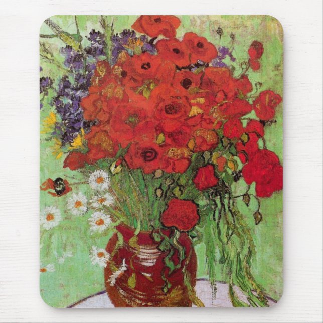 Red Poppies and Daisies by Vincent van Gogh Mouse Mat (Front)