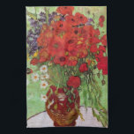 Red Poppies and Daisies by Vincent van Gogh Tea Towel<br><div class="desc">Still Life: Red Poppies and Daisies by Vincent van Gogh is a vintage fine art post impressionism still life floral painting. A beautiful bouquet of red poppy flowers and white daisy flowers fresh from the garden in a decorative vase. About the artist: Vincent Willem van Gogh (1853 -1890) was one...</div>