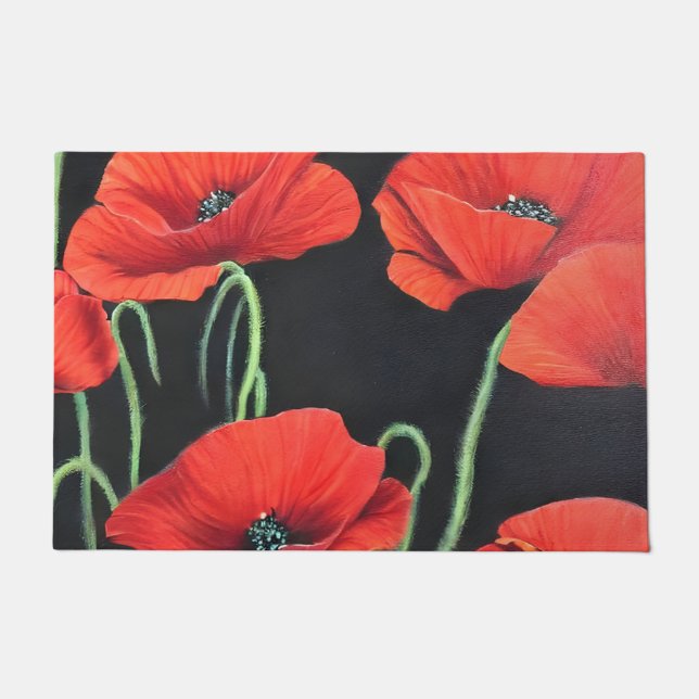 Red Poppies art painting  Doormat (Front)