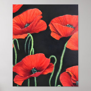 Red Poppies art painting  Poster