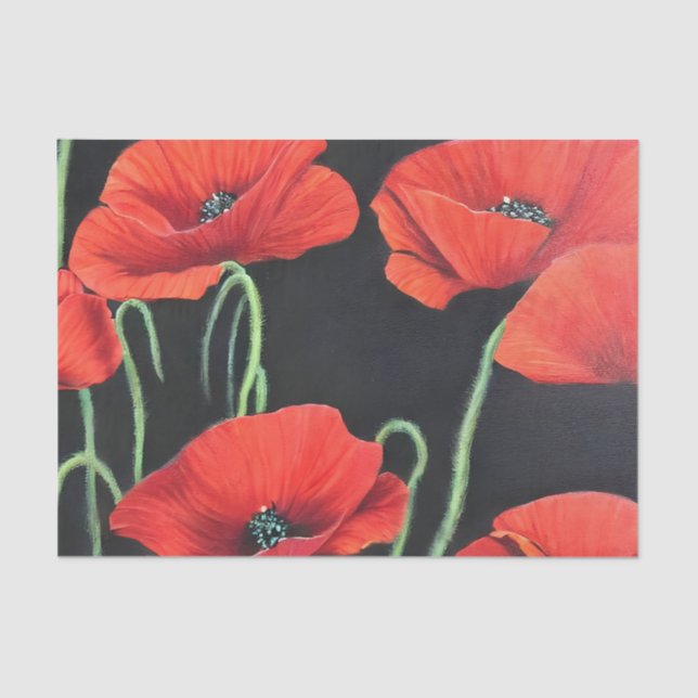 Red Poppies art painting  Tissue Paper (Front)