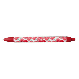 Red Poppies Back to School Dorm Essentials Black Ink Pen