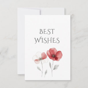 Red Poppies Best Wishes Thank You Card