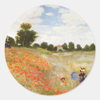 Red Poppies Blooming - Claude Monet Classic Round Sticker
