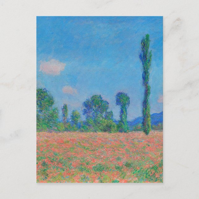 Red Poppies Blue Sky by Monet - Poppy Field Postcard (Front)