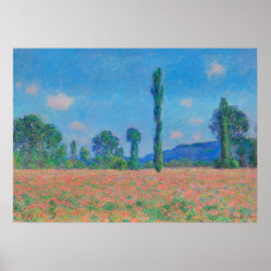 Red Poppies Blue Sky by Monet - Poppy Field Poster
