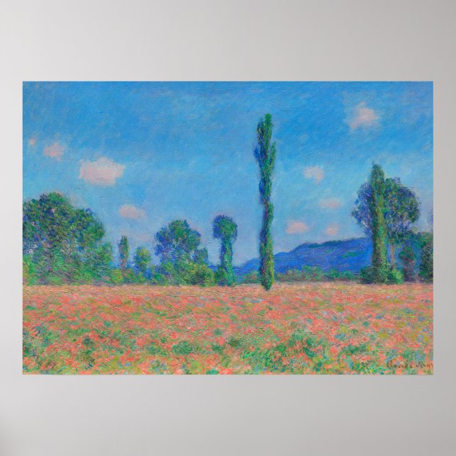 Red Poppies Blue Sky by Monet - Poppy Field Poster (Front)