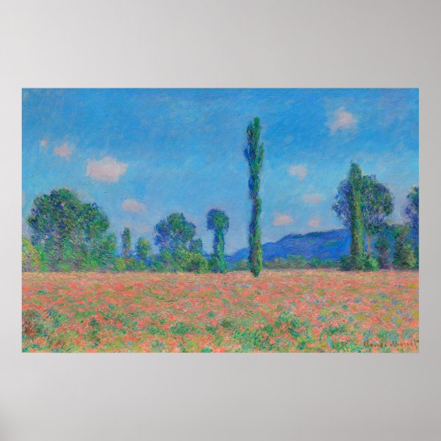 Red Poppies Blue Sky by Monet - Poppy Field Poster (Front)