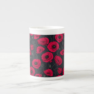 Red Poppies Bone China Mug
