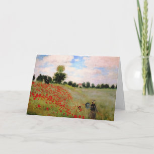Red Poppies by Monet - Poppy Field Parasol Woman Card