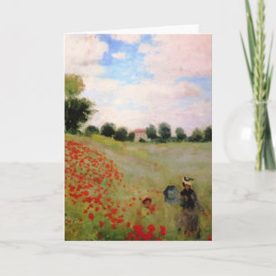 Red Poppies by Monet - Poppy Field Parasol Woman Card