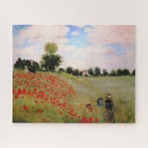 Red Poppies by Monet - Poppy Field Parasol Woman Jigsaw Puzzle