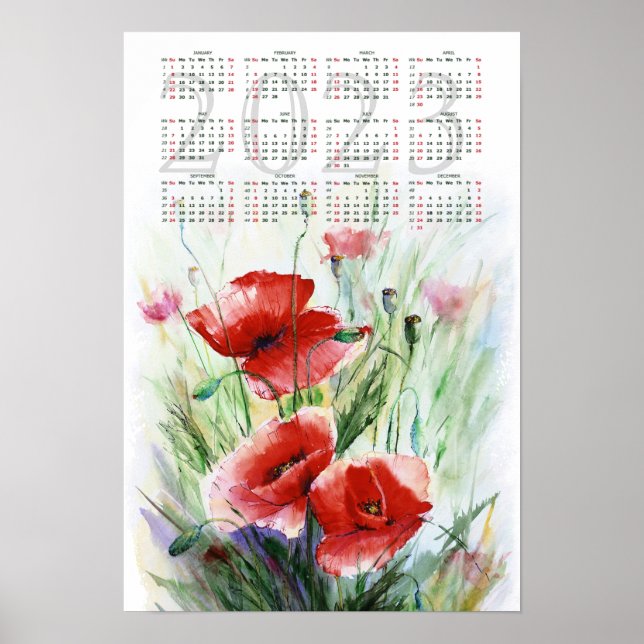 Red Poppies,  Calendar 2023 Poster (Front)
